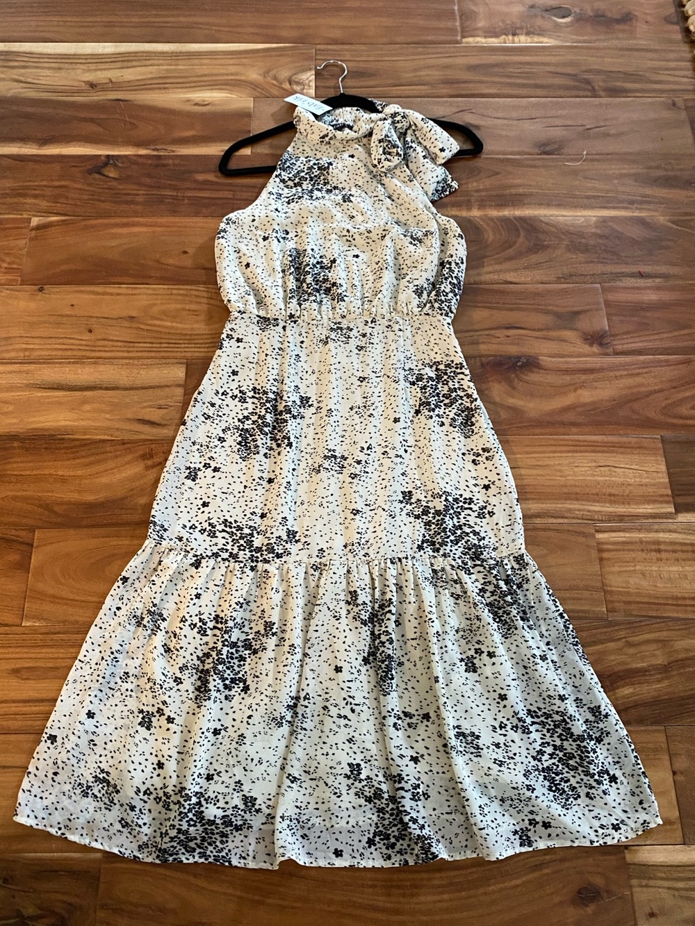 fab'rik Cream One-Shoulder Printed Midi Dress Medium